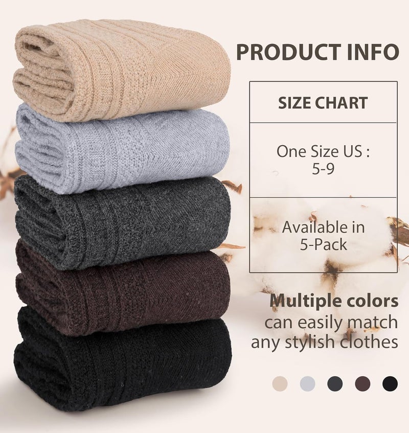 YSense Wool Socks for Women, Winter Boot Socks Stocking Stuffers Gifts for Women Warm Crew Hiking - Image 2